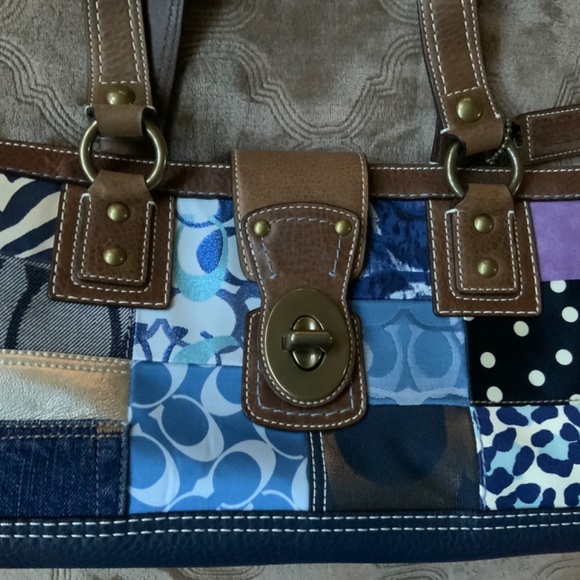 Coach large leather & multimedia, multicolor patchwork bag - Picture 2 of 8